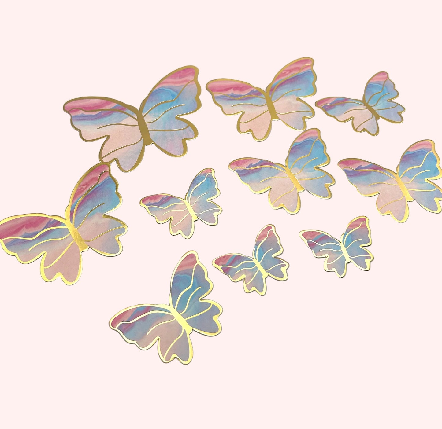 Blue and Pink Marbled Butterflies
