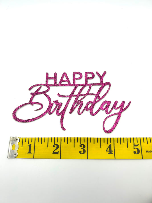 Glitter Happy Birthday Cardstock- Hot Pink/ Fuchsia Pink