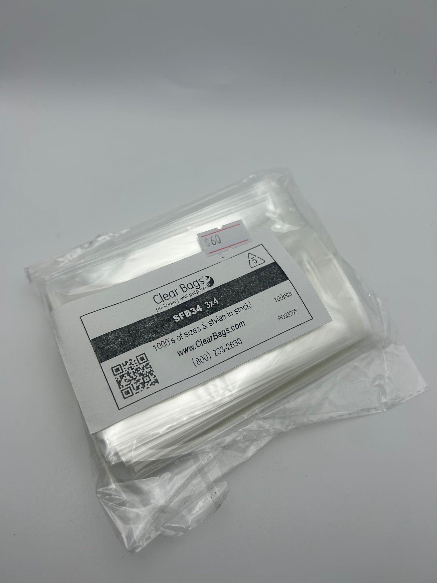 Non- adhesive Clear Bags- 3x4”