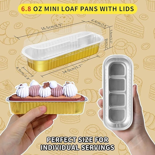 Mini Loaf Pans with lids- Gold