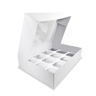 White 12 cupcake box- 13x13 with insert (Square shaped)