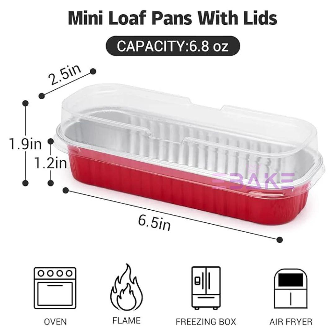 Mini Loaf Pans with lids- Red