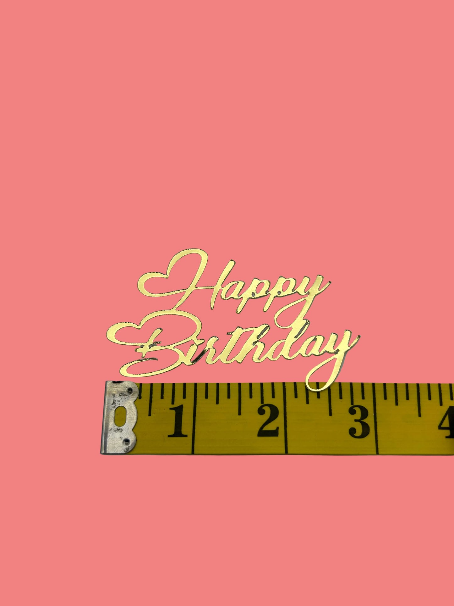 Mini Happy Birthday- Gold Mirror Metallic (heart)