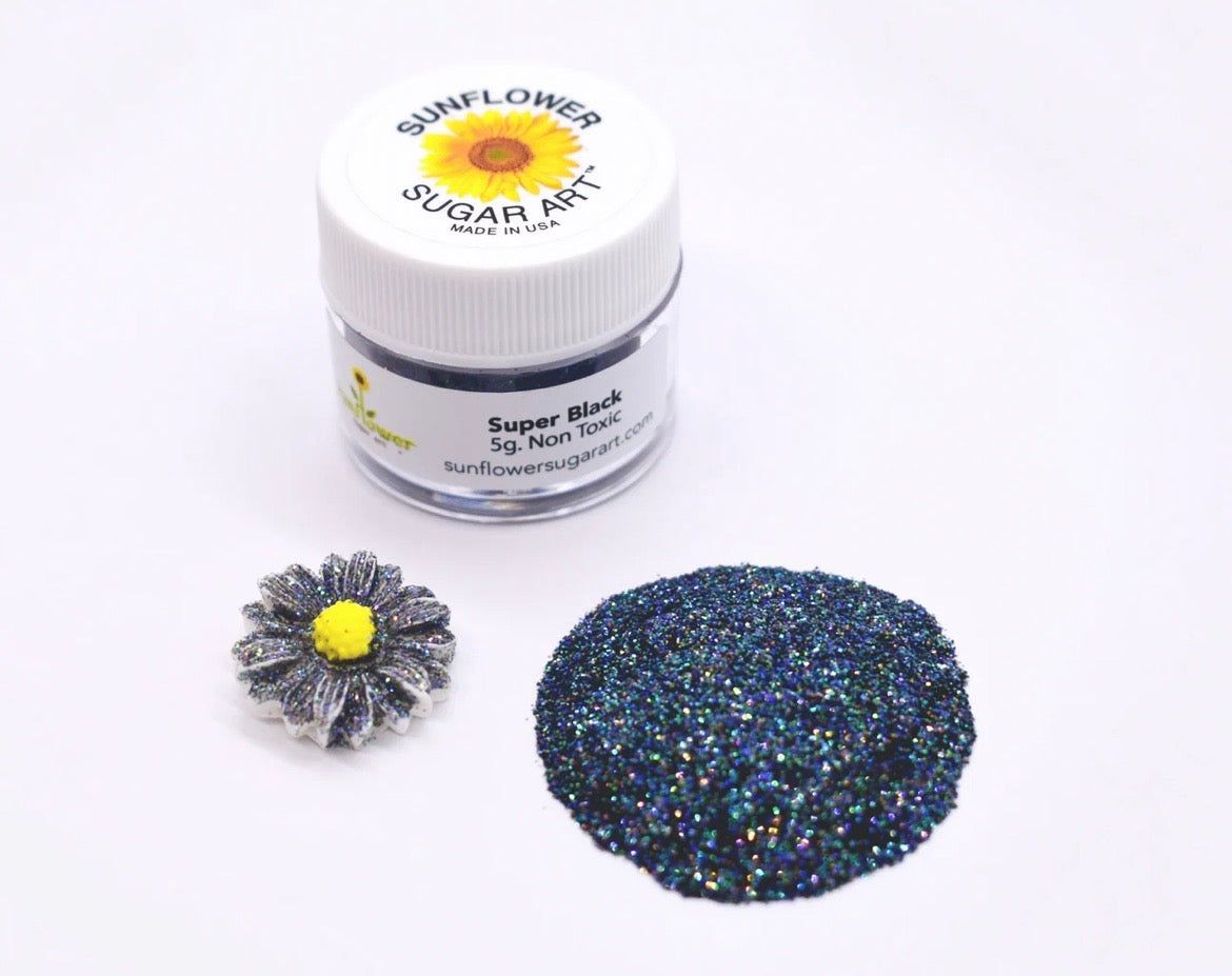 Sunflower Edible Glitter- Super Black (Galaxy black)