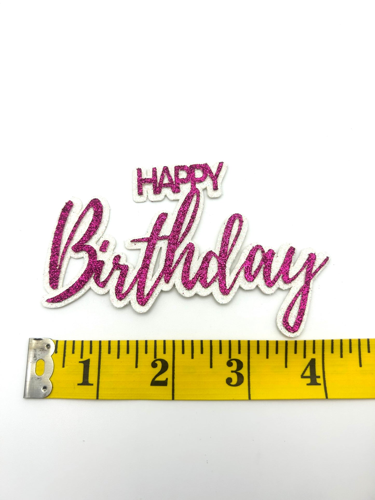 Double Glitter Happy Birthday- Pink and White Glitter