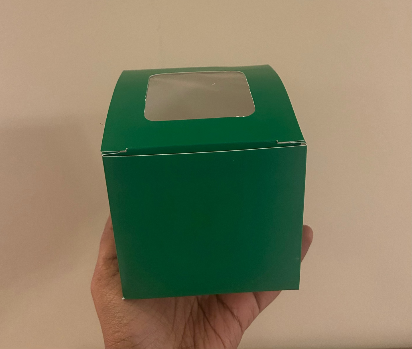 Green Single Cupcake Box- 4x4x4" with insert