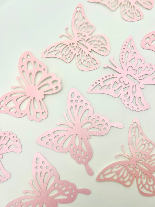 Pearlized baby pink butterflies