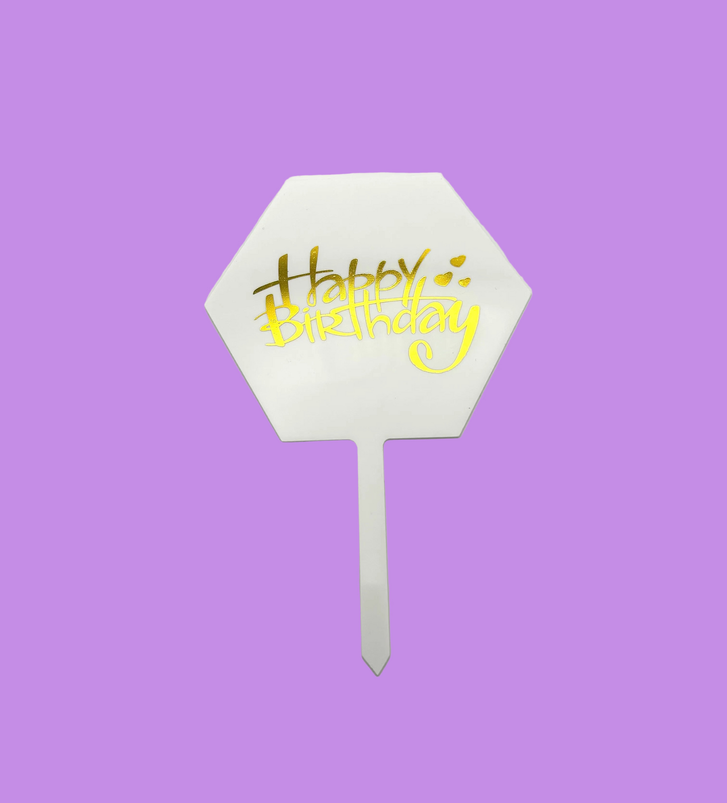 White Hexagon Happy Birthday