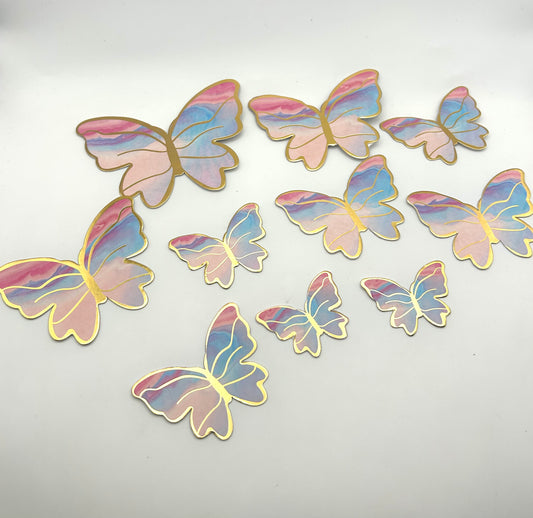 Blue and Pink Marbled Butterflies