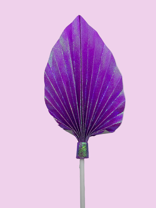 Purple Iridescent Palm Leaf/Fan- 5”