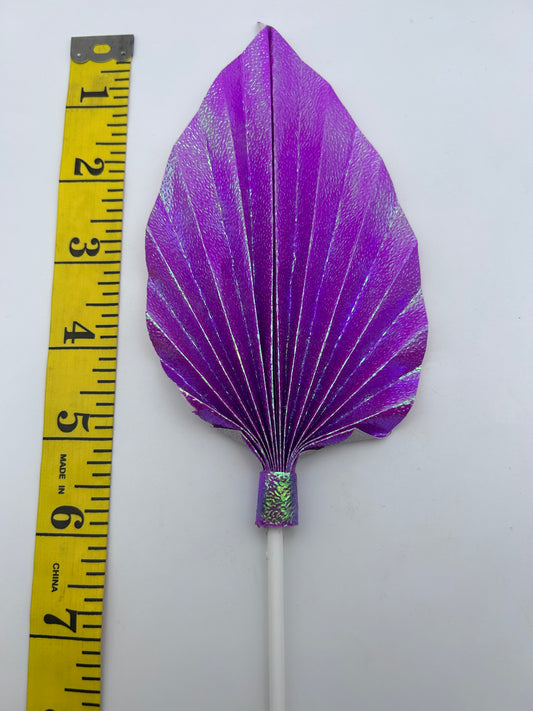 Purple Iridescent Palm Leaf/Fan- 5”