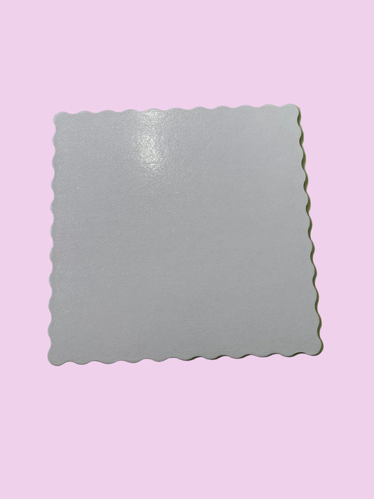 White Square Scalloped Diecut Board- 8 inch