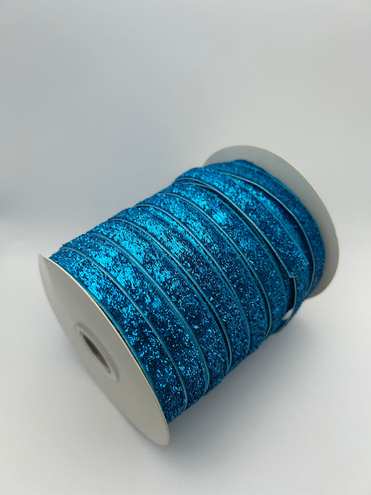 3/8 inch Glitter Ribbons- Blue