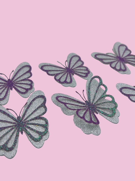 3D Silver Holographic butterflies