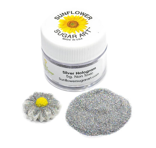 Sunflower Edible Glitter- Silver Hologram