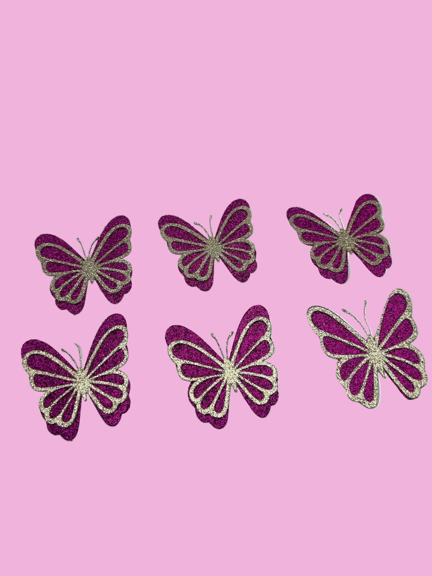 3D Glitter Pink butterflies