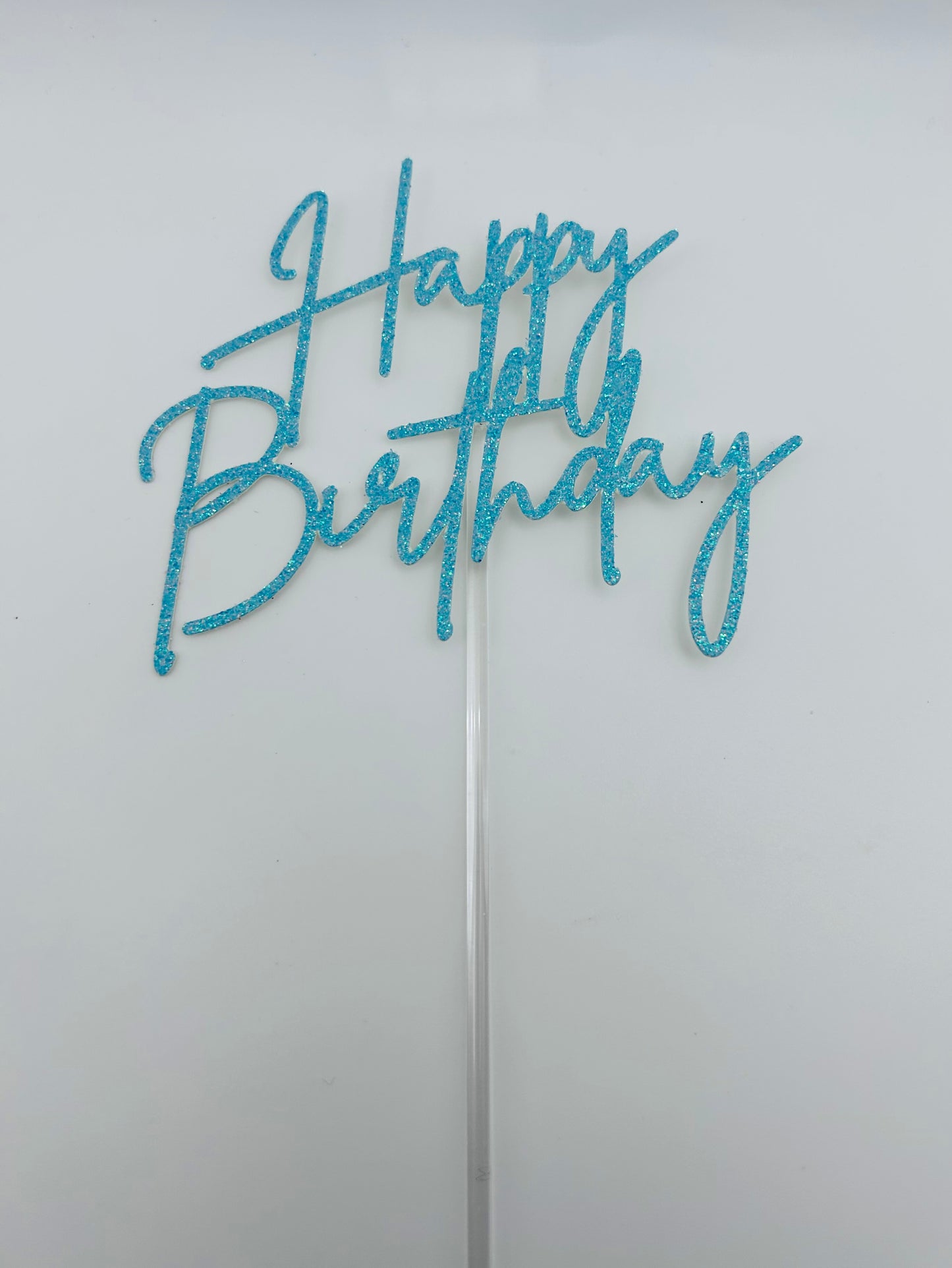 Happy Birthday- Light Blue Glitter