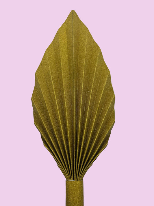 Glitter Gold Palm Leaf/Fan- 7 1/2”