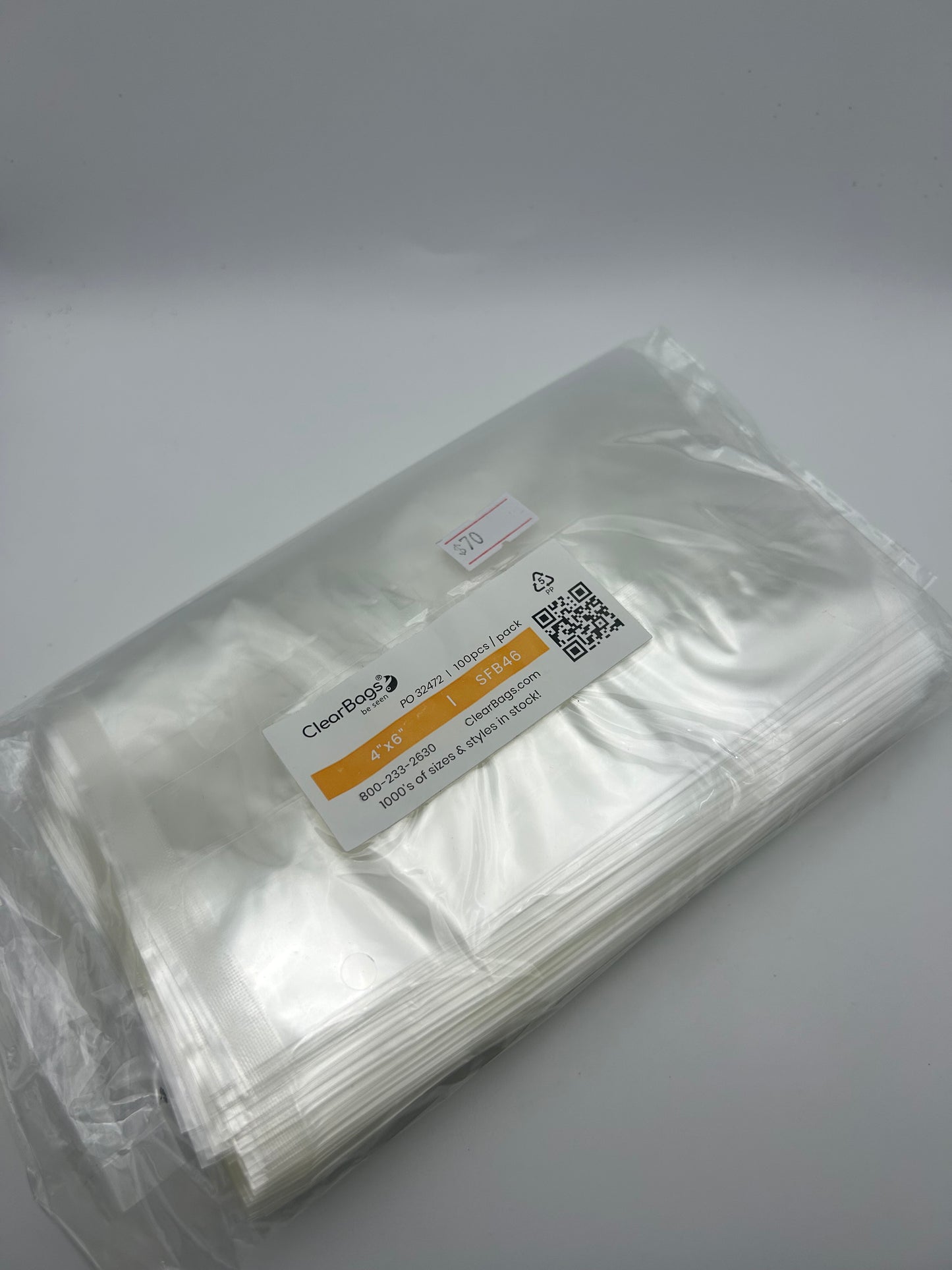 Non-adhesive Clear Bags- 4”x6”