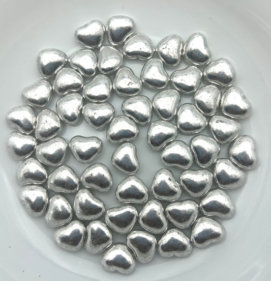 Metallic Silver Hearts