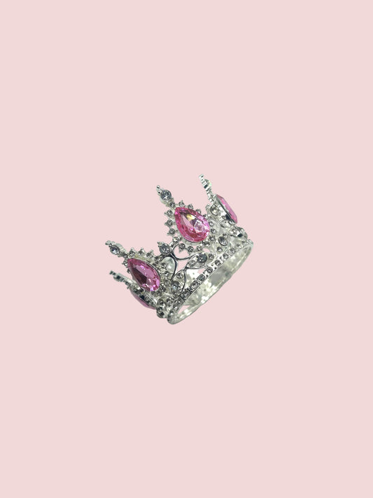 2” Pink Gem Studded Silver Crown