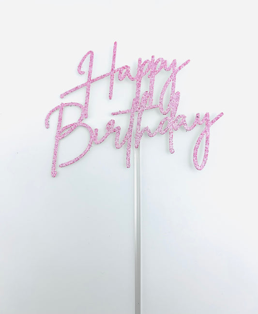 Happy Birthday- Glitter Pink
