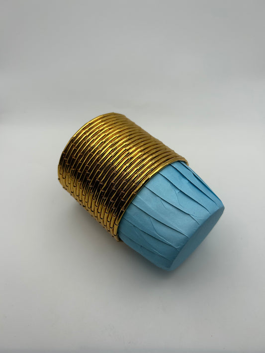 Baking cups- Sky Blue with gold rim- 30pcs