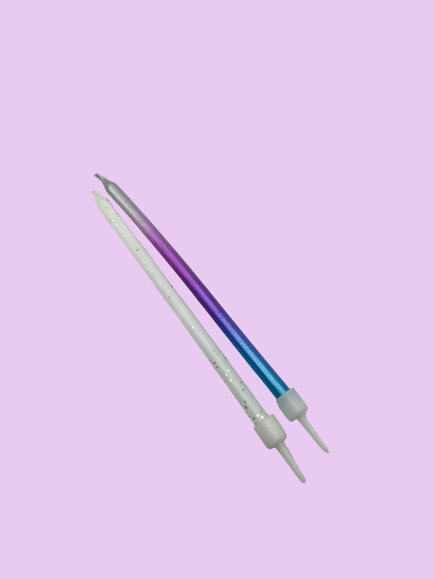 White and Metallic Pink/Blue Ombre Candle