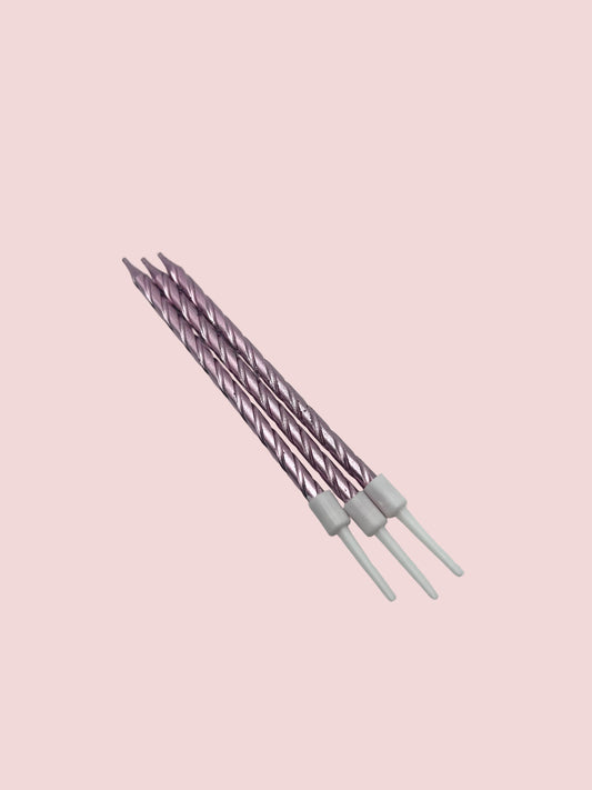 Metallic Twisted Pink Candles