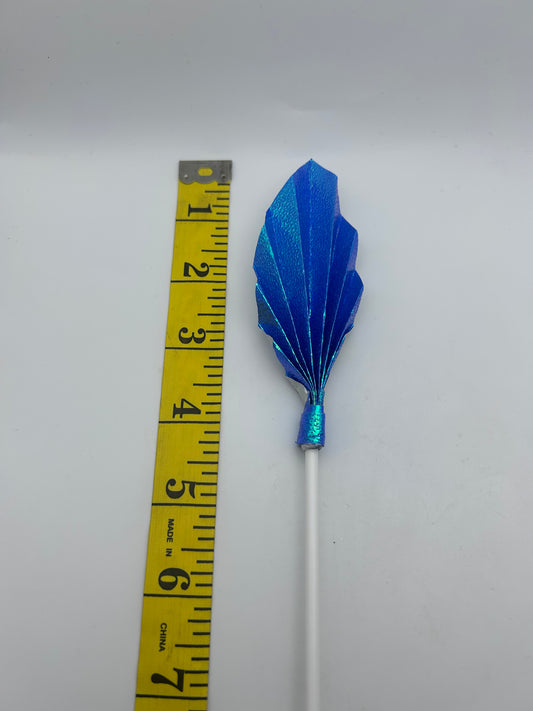 Iridescent Blue Palm Leaf/Fan- 3 1/2”