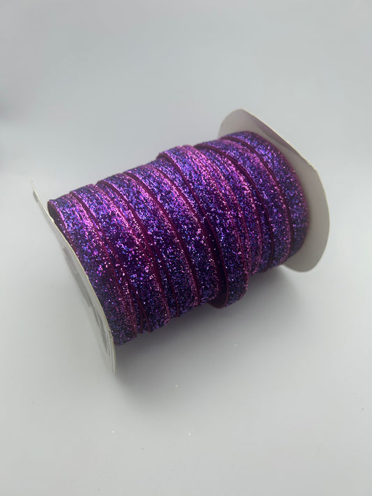 3/8 inch Glitter Ribbon- Purple and Pink Ombre