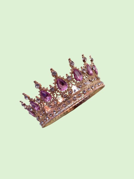 5 inch- Pink Gem studded Gold Crown