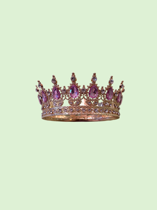 5 inch- Pink Gem studded Gold Crown