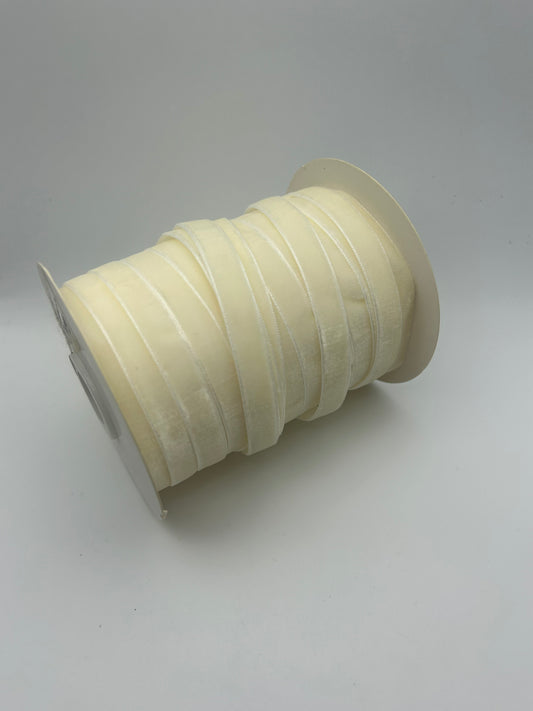 3/8 inch Velvet Ribbon- White/Ivory