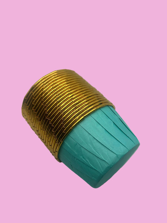 Teal Metallic Cupcake Liners- 20pcs