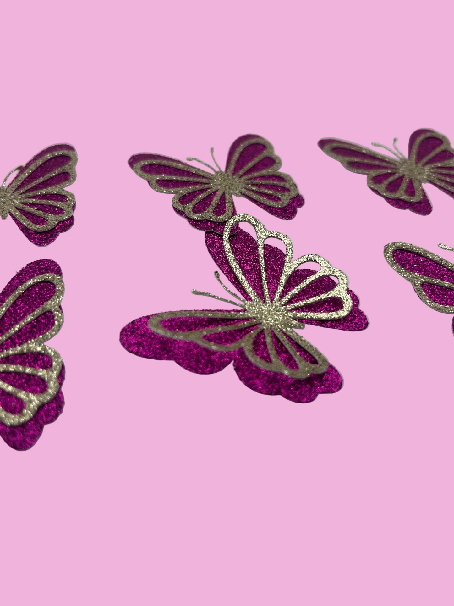 3D Glitter Pink butterflies