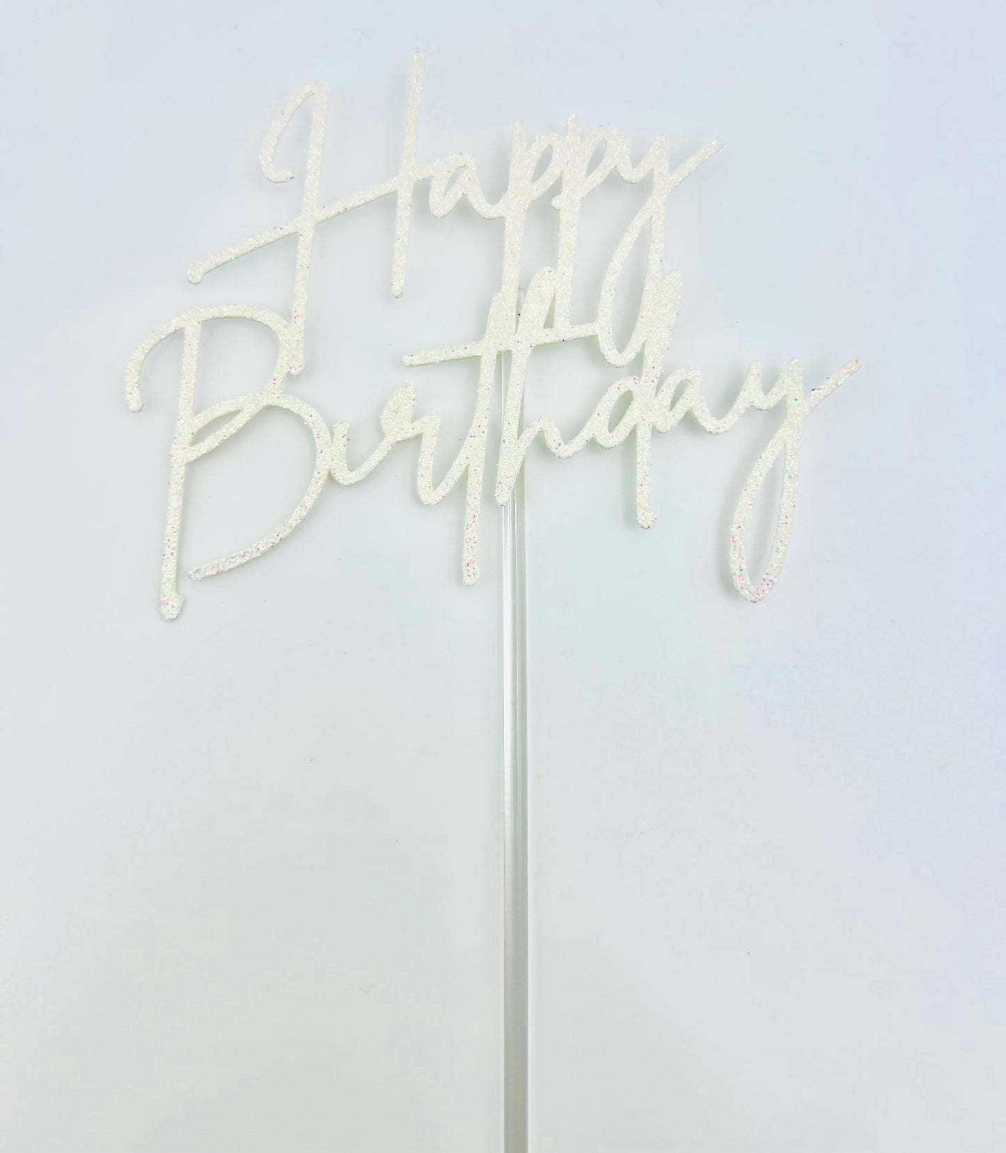 Happy Birthday- Glitter White