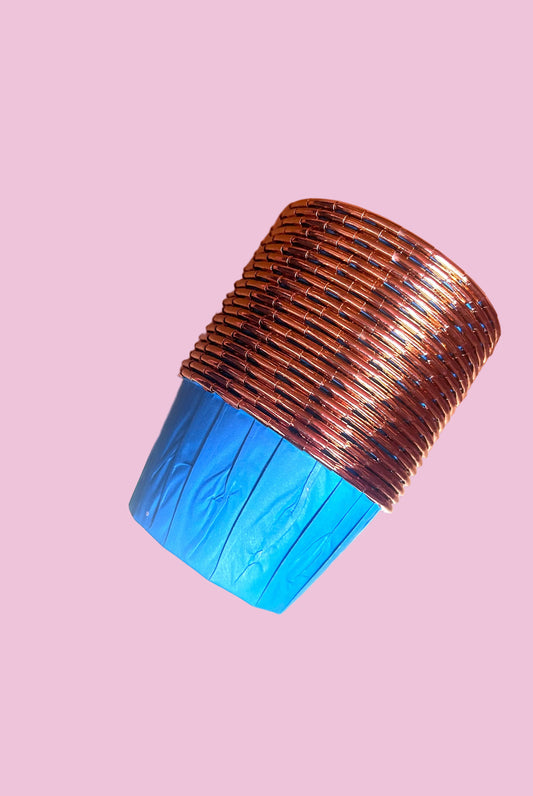 Blue Metallic Cupcake Liners- 34pcs