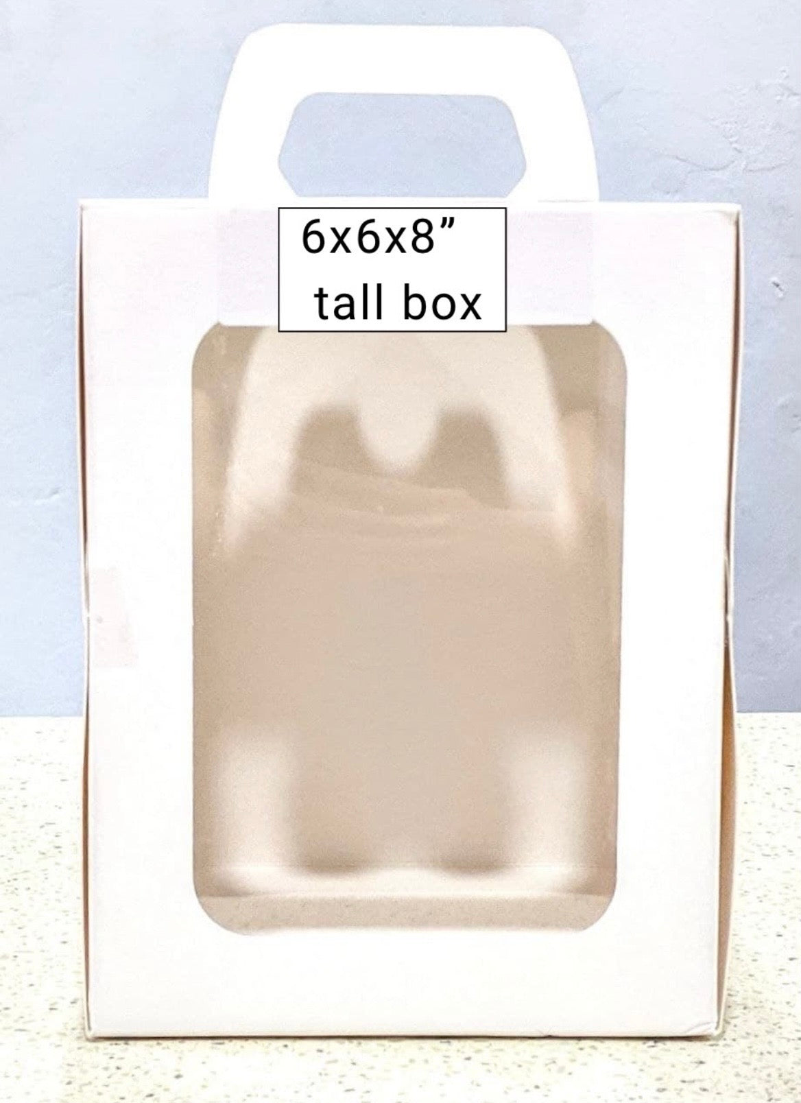 Tall cake box- 6x6x8” with handle