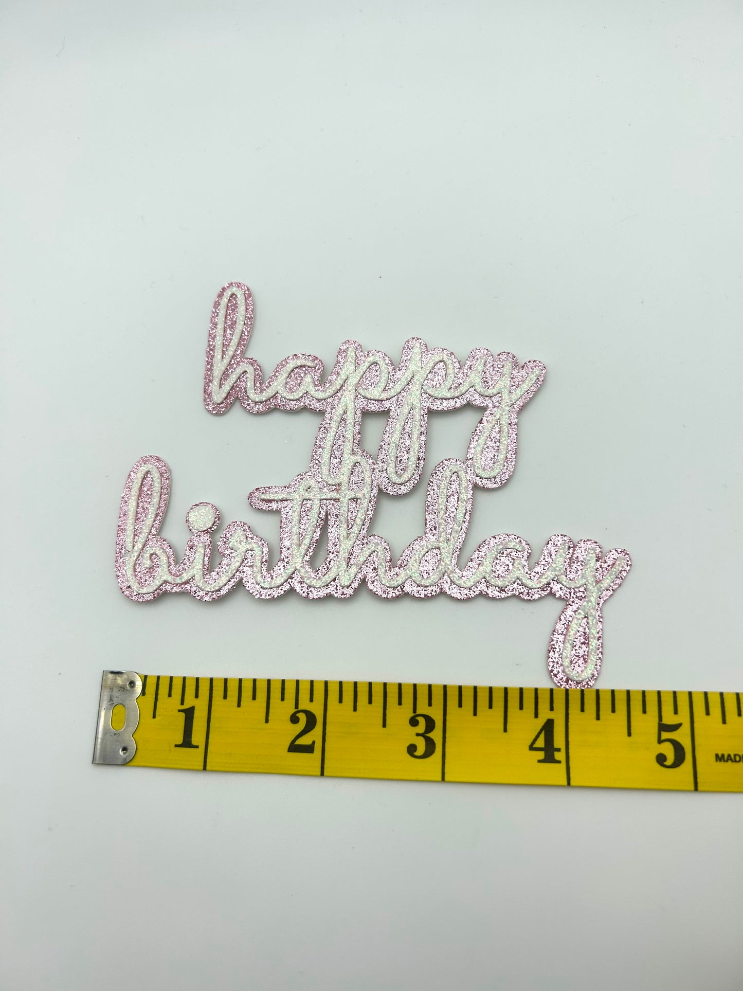 Double Glitter Happy Birthday- Baby Pink