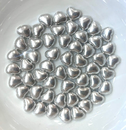 Metallic Silver Heart Sprinkles