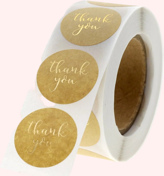Thank you stickers- Rustic Brown
