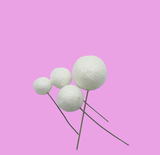 Glitter White Faux balls