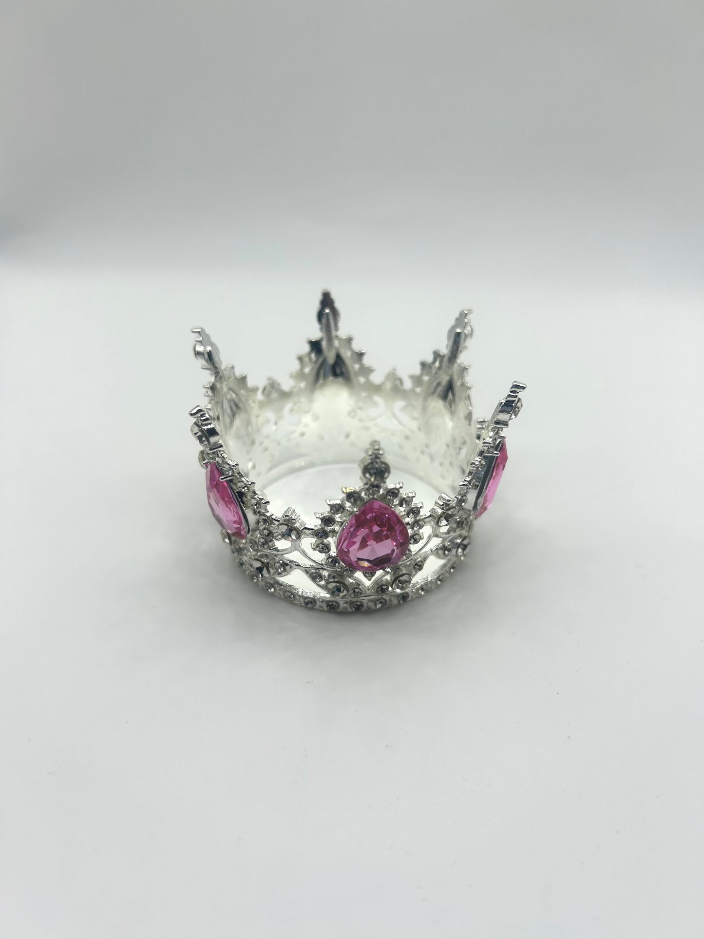 2” Pink Gem Studded Silver Crown