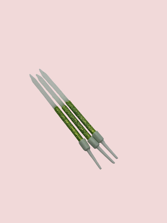 Green Glitter/white Candles