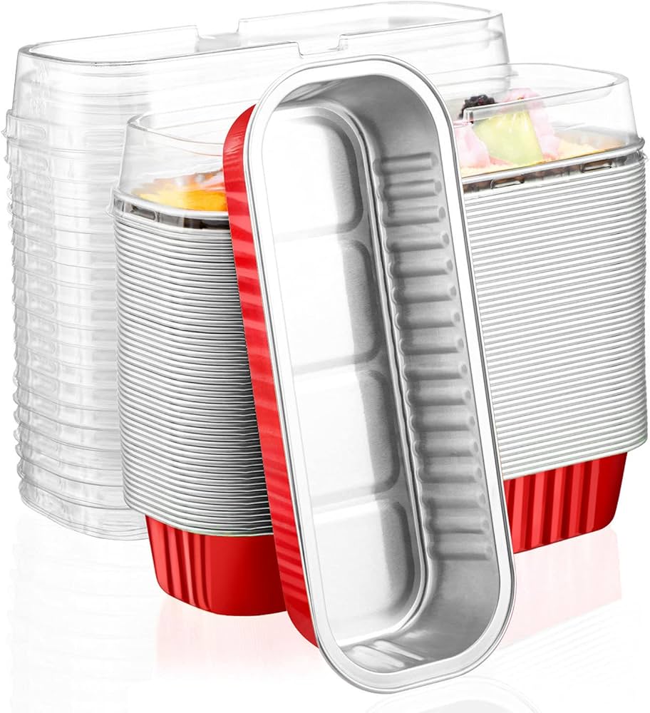 Mini Loaf Pans with lids- Red