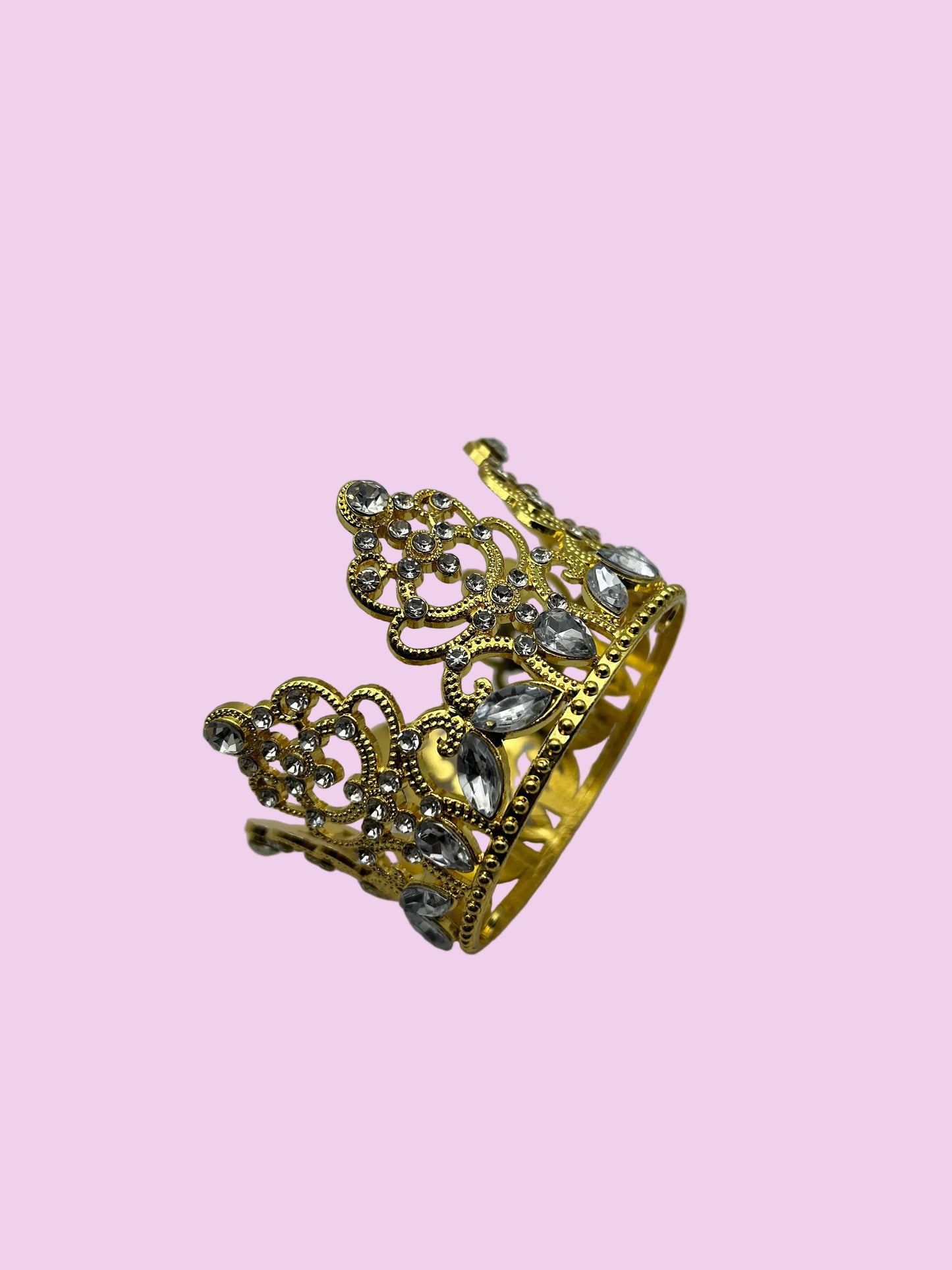 3 inch Diamond Studded Curved Gold Crown