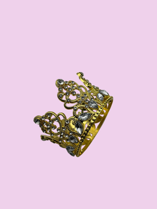 3 inch Diamond Studded Curved Gold Crown