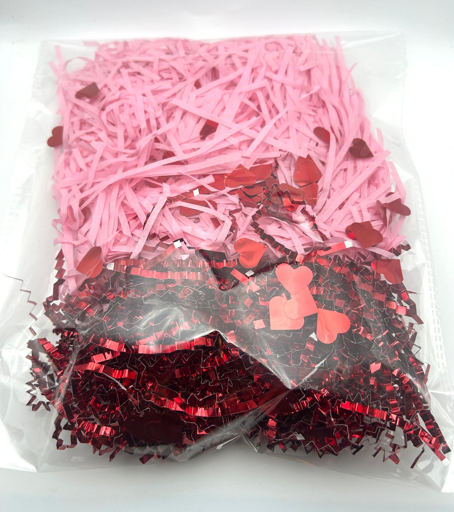 Baby Pink and Red Paper Shreds
