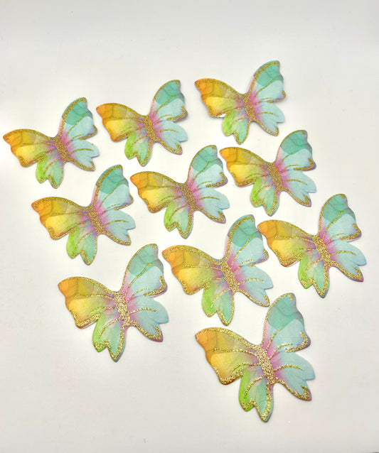 Rainbow butterflies-Yellow, green and pink